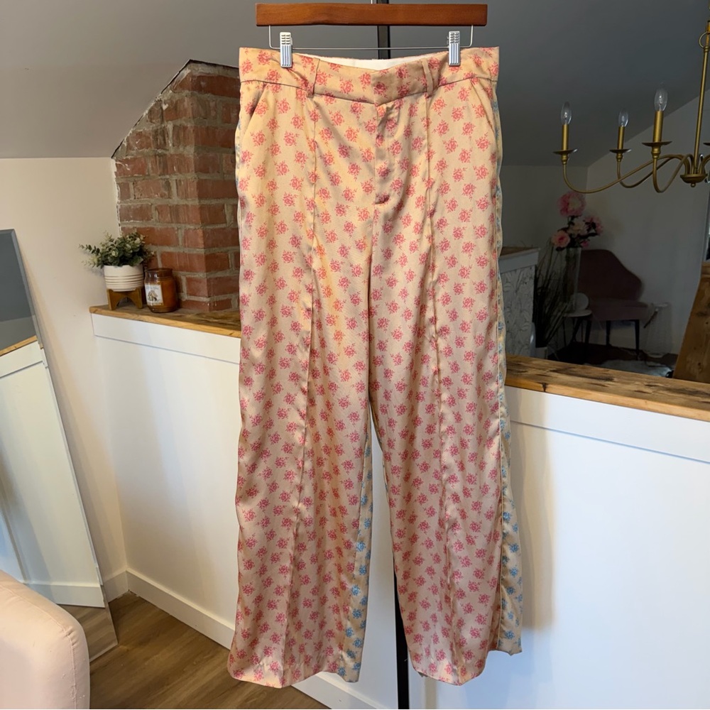 Zara PJ Inspired Two Toned Fabric Silky Pants - Picture 2 of 5